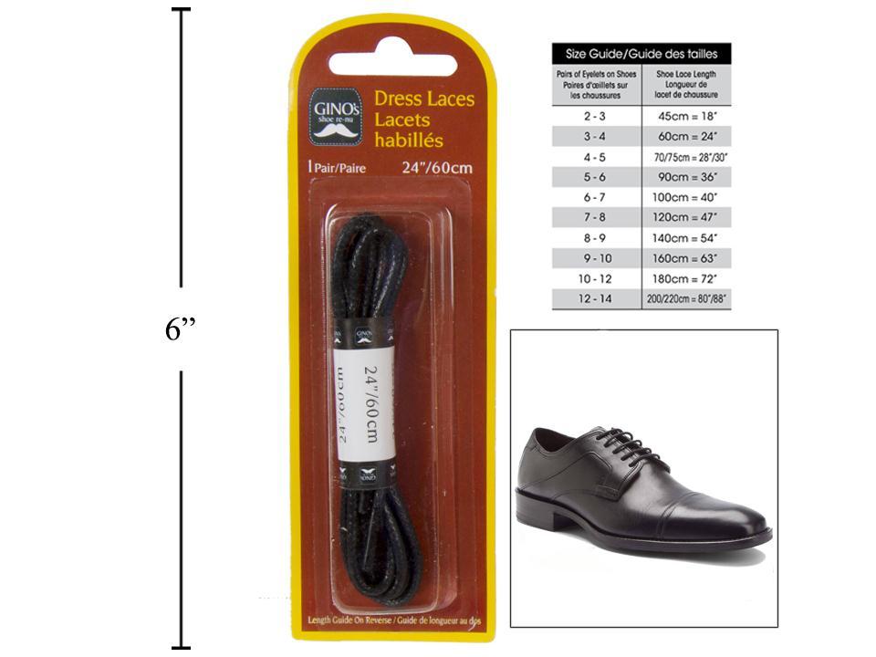 Gino's 1 Pair, 24" Dress Shoe Laces Black, B/C