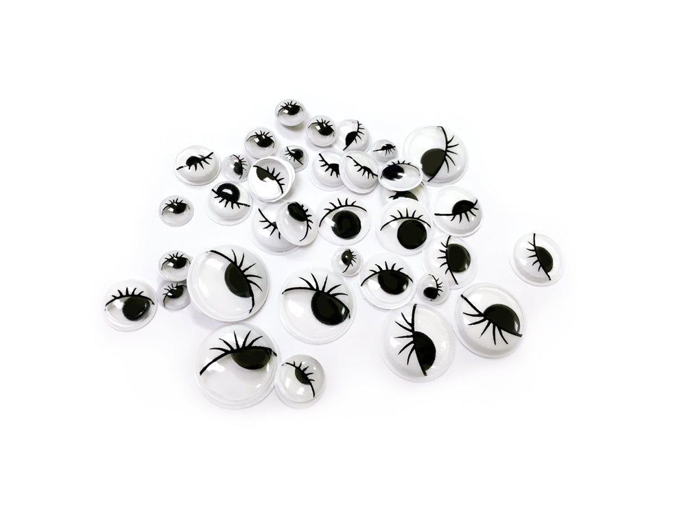 Paste-On Googly Eyes: Lashes 8mm-20mm 38/pk Black Standard