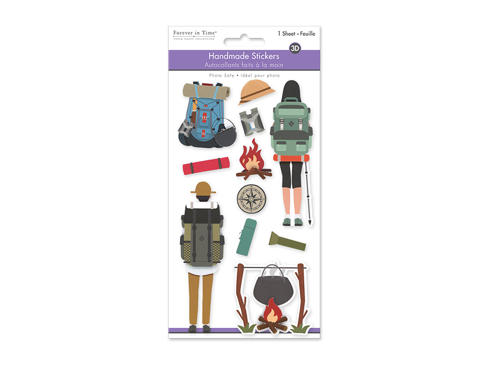 Handmade Sticker: 4.4"x7.5" 3D Themed Elements F) Hiking
