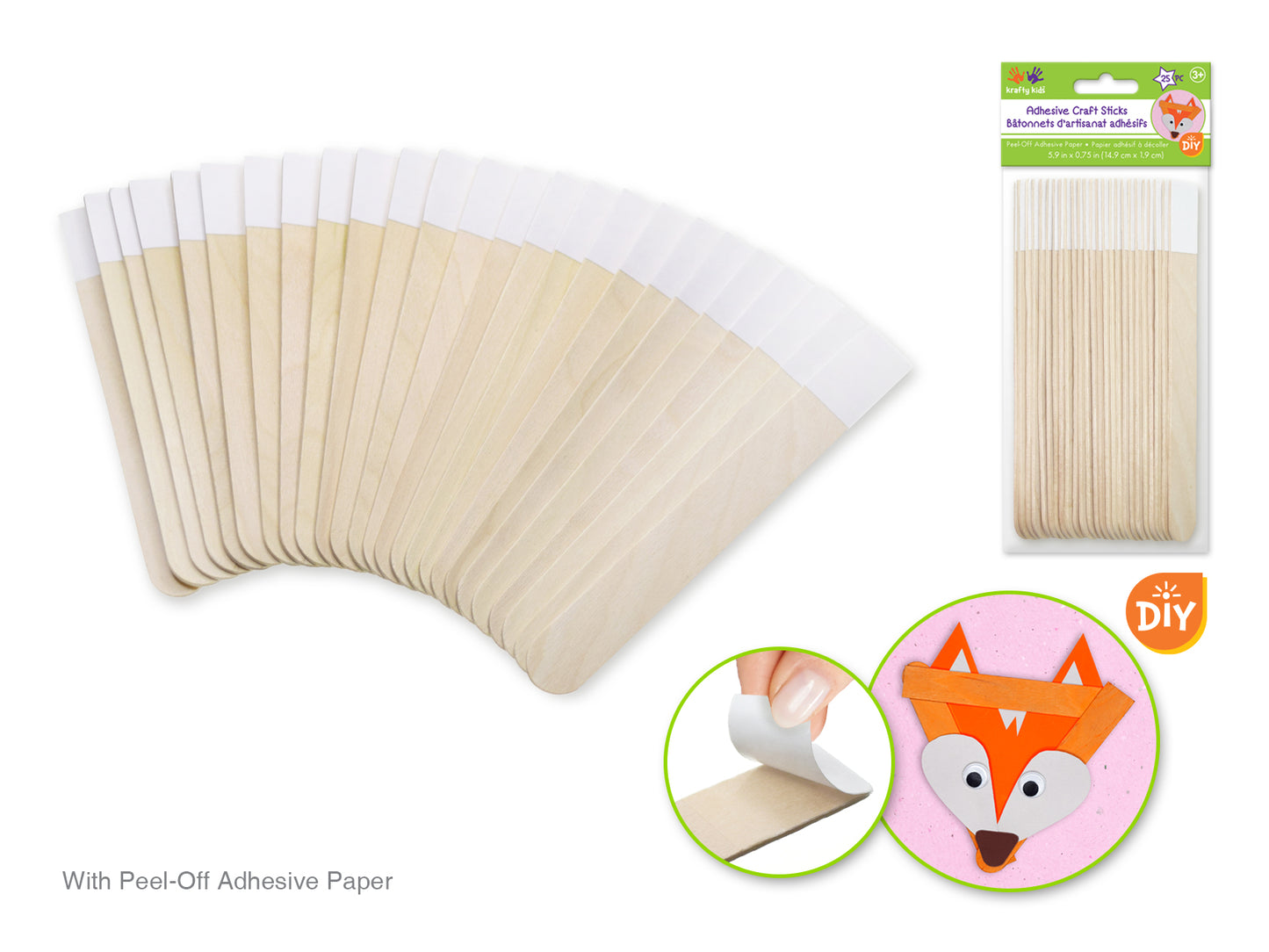 Craftwood: 5.9"x3/4" Adhesive Craft Sticks 25/pk