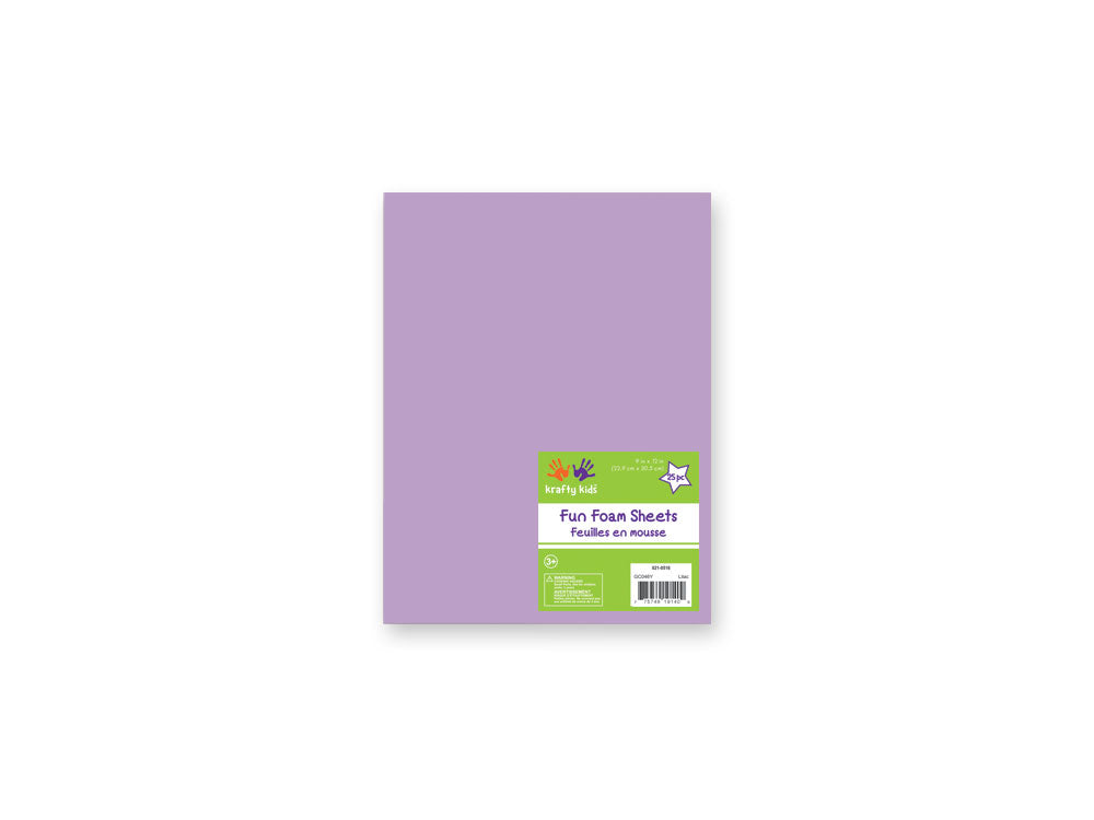 Fun Foam Sheets: One 9"x12" - 2mm(T) Barcoded Sheets Y) Lilac