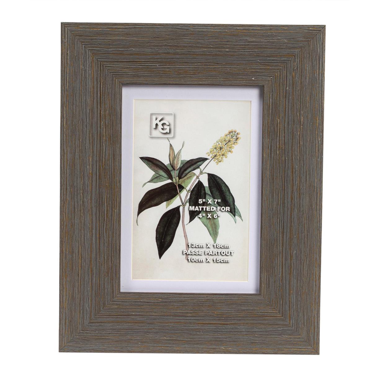 KG Gary 5X7" Frame, 4X6" Mat GREY BARNWOOD W/ BRUSHED GOLD (AZ)