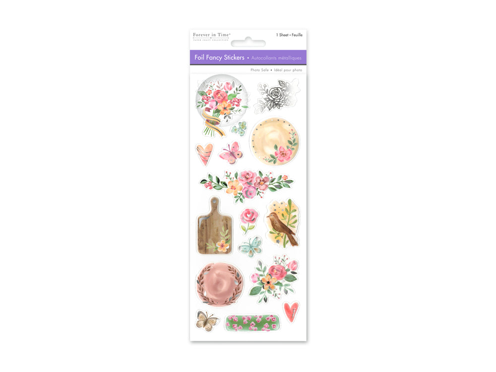 Paper Craft Sticker: 10cmx23cm Foil Fancy F) Vintage Floral