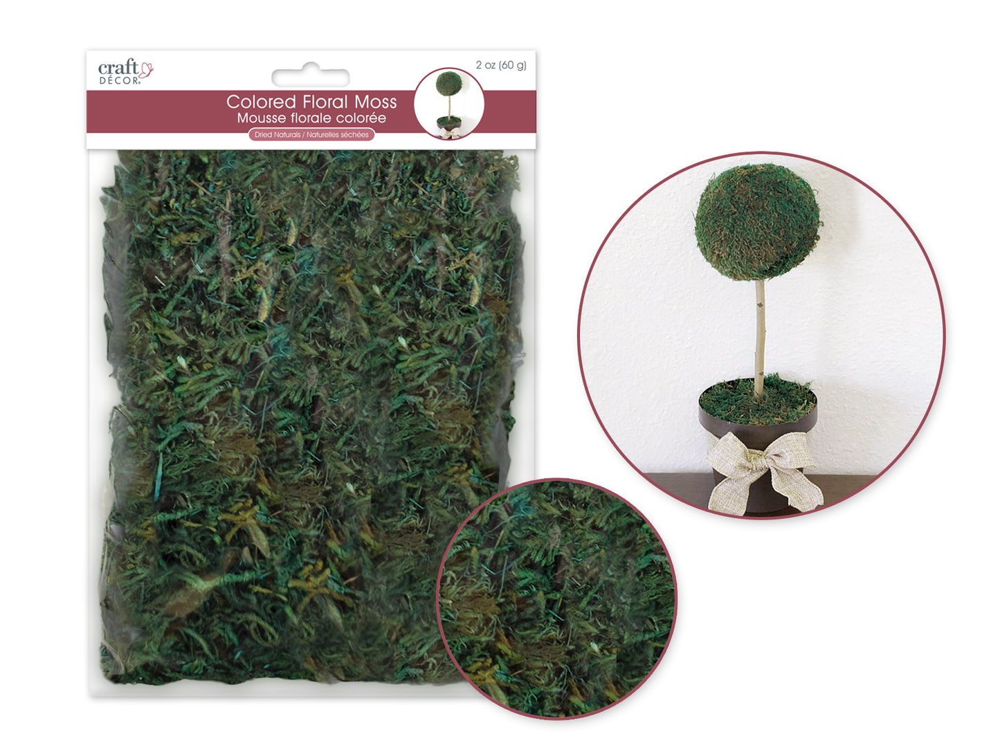 Craft Decor Dried Naturals: 2oz Colored Floral Moss (60gms) B) Wild Moss Green