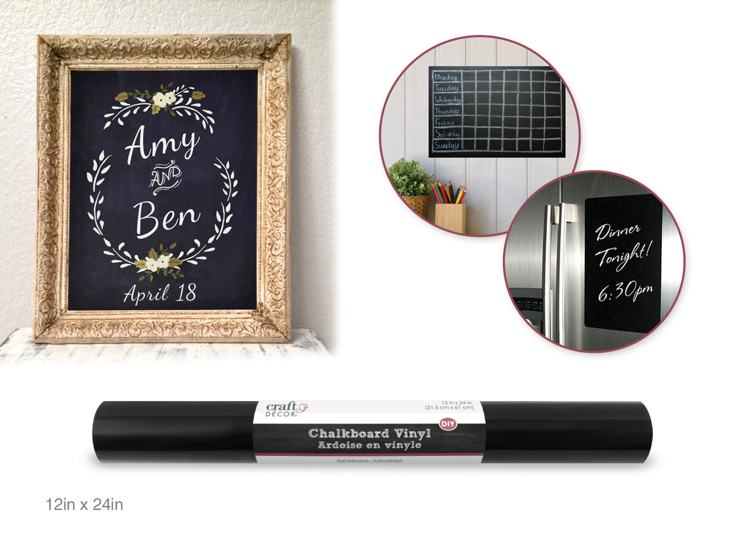Craft Decor: 12"x24" Chalkboard DIY Vinyl Self-Stick Wall Decor