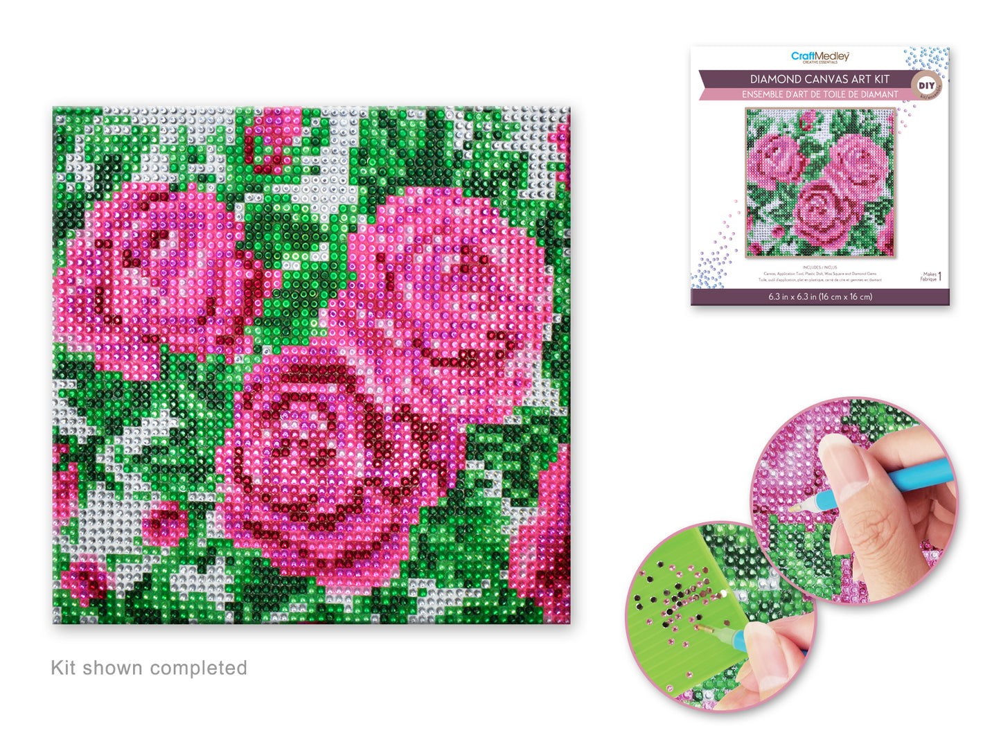 Craft Medley Kit: DIY Diamond Painting Kit B) Rose Bush
