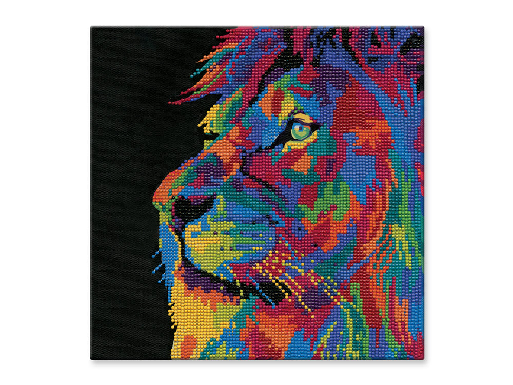 Stretch Artist Diamond Painting Canvas Kit: 11.4"x11.4" Primed Back-Stapld B) Lion