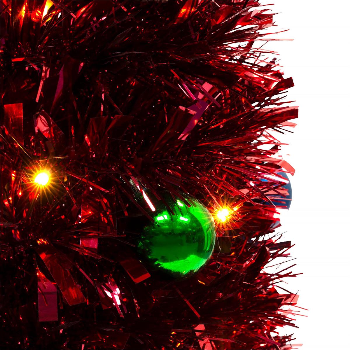 Deco N. 5ft Pop-Up Xmas Tree w/100 LED Lights & 36 Balls, ETL, Red, boxwhite box with color label