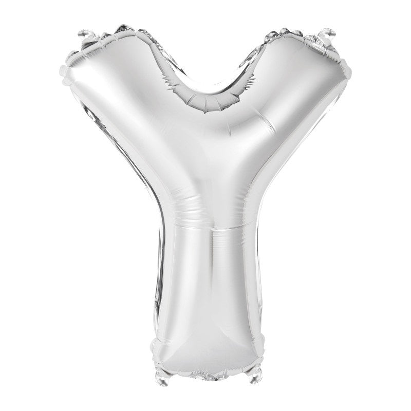 Silver Letter Y Shaped Foil Balloon 14"  Packaged
