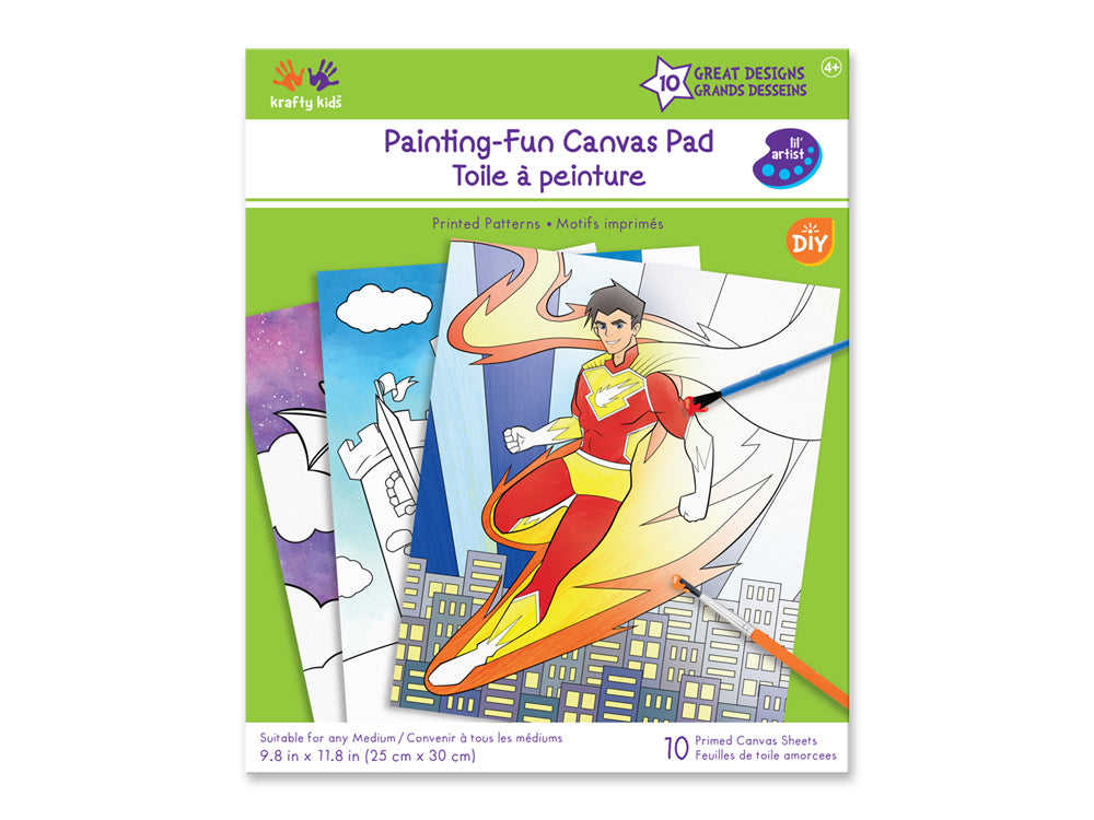 Krafty Kids: 9.8x11.8" Lil' Artist Canvas Pad w/Design Outlines 10Sht Asst B) Kid Fun