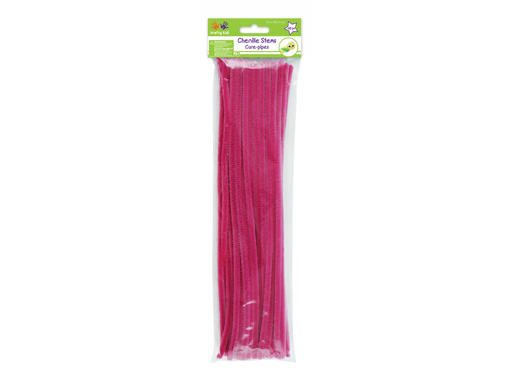 Chenille Stems: 6mmx30cm Standard Pipe Cleaners 40pc Q) Fuschia
