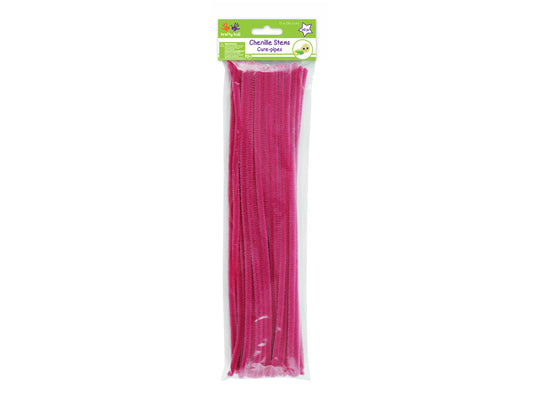 Chenille Stems: 6mmx30cm Standard Pipe Cleaners 40pc Q) Fuschia
