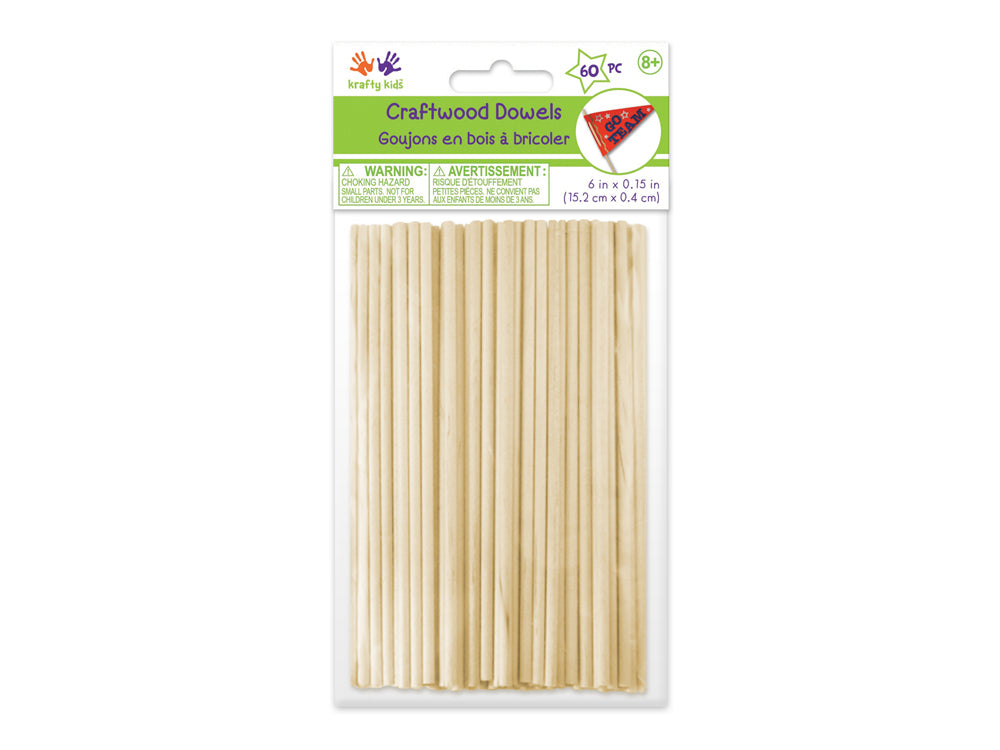 Craftwood: 5/32" (4mm) x 6" Natural Dowel 60/pk