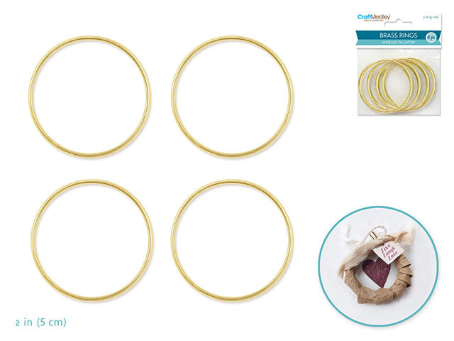 Craft Medley: Brass Rings 2" Round x4