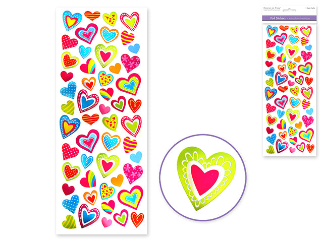 Paper Craft Stickers: 4.75"x12" Foil Icons 3D E) Heart Medley