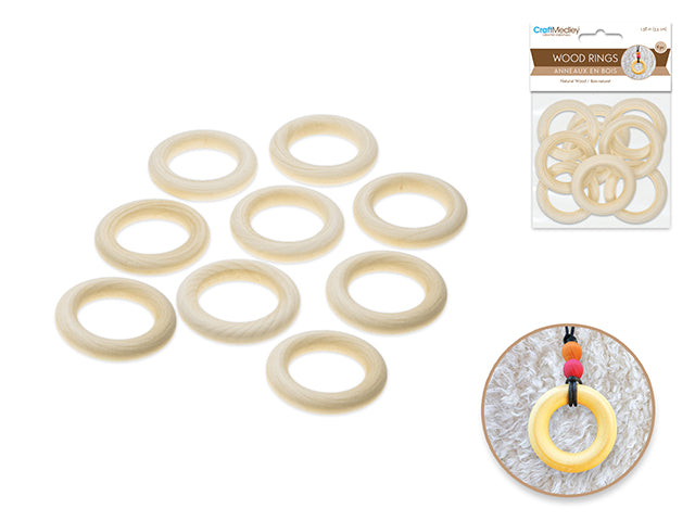 Craftwood: 35mm Craft Rings x9 Natural