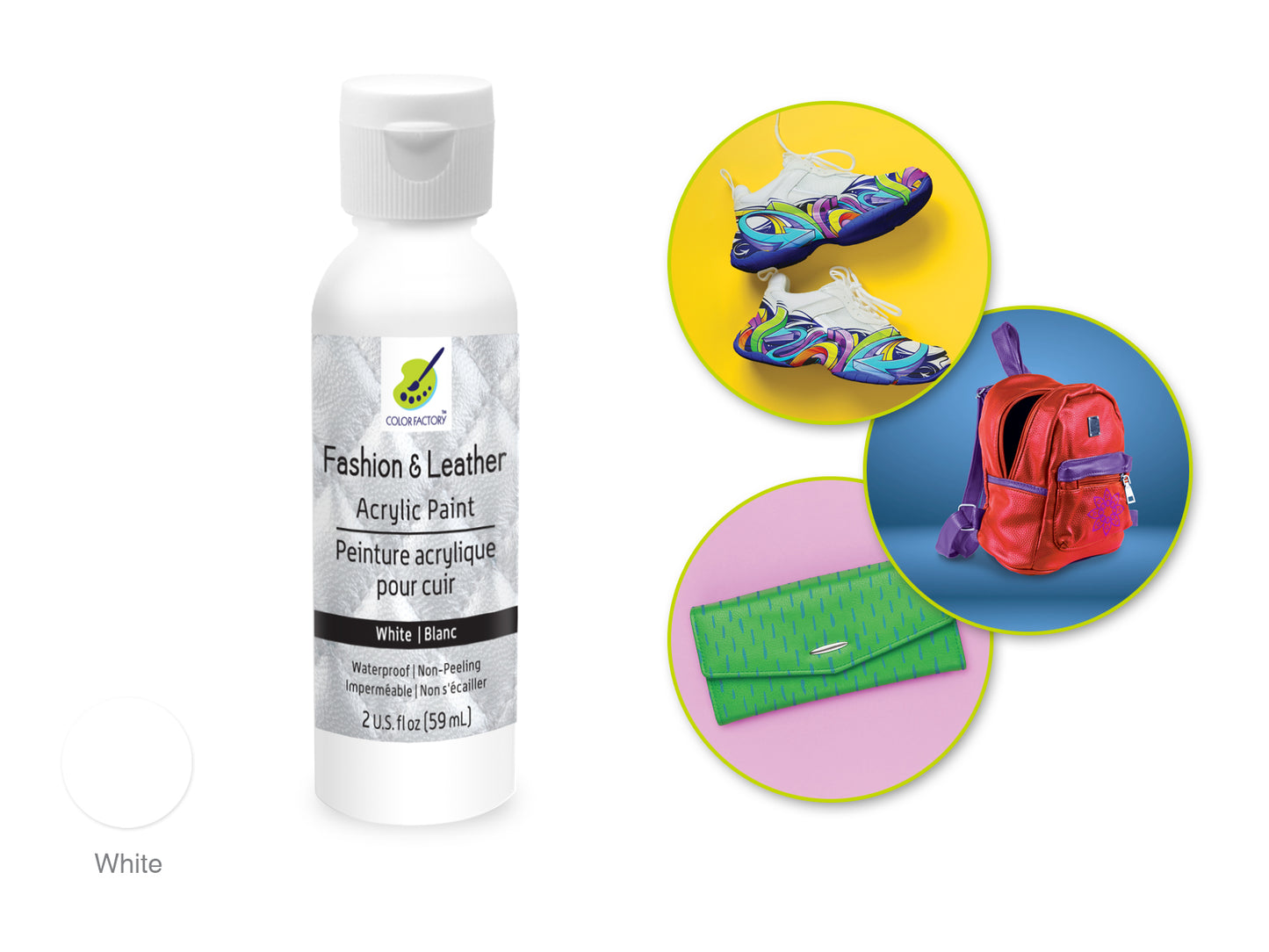Color Factory: 2oz Fashion & Leather Acrylic Paint LD01-LD10 LD10) White