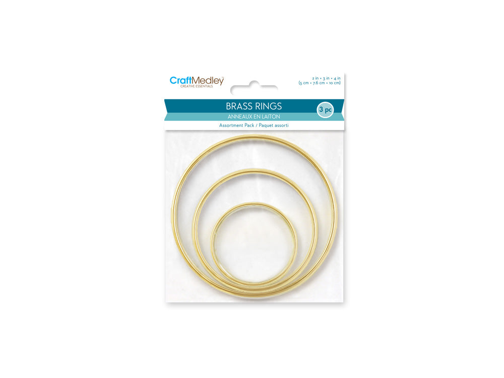 Craft Medley: Brass Rings Assortment Pack x3 (2"+3"+4")