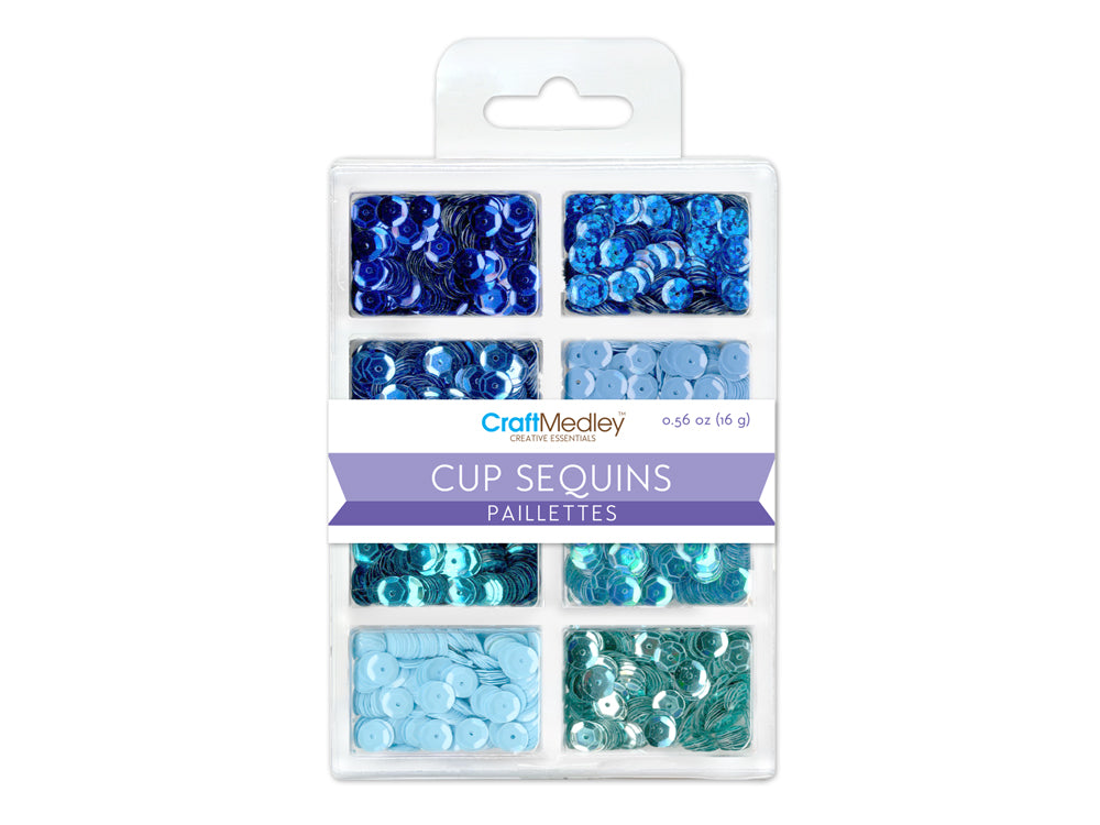 Craft Medley: 6mm Cup Sequins 25g Plastic Case 8-comp D) Rhythm 'n Blues