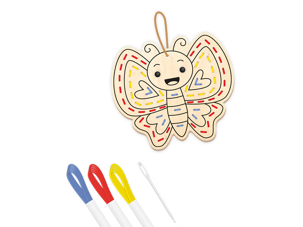 Krafty Kids Kit: DIY Wooden Sewing Ornament Kit D) Butterfly