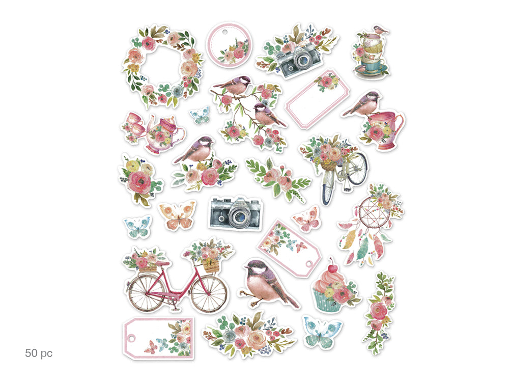 Paper Craft Embellishment: Glitter Die Cuts 250gsm H) Spring Frolic