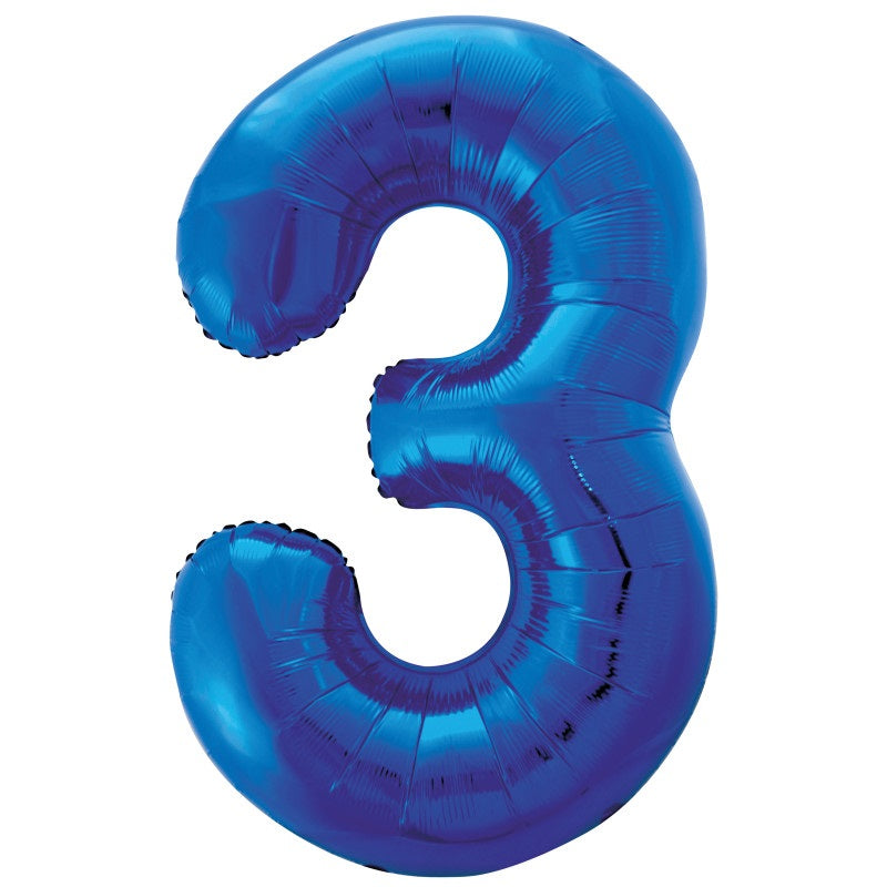 Royal Blue Number 3 Shaped Foil Balloon 34"  Packaged