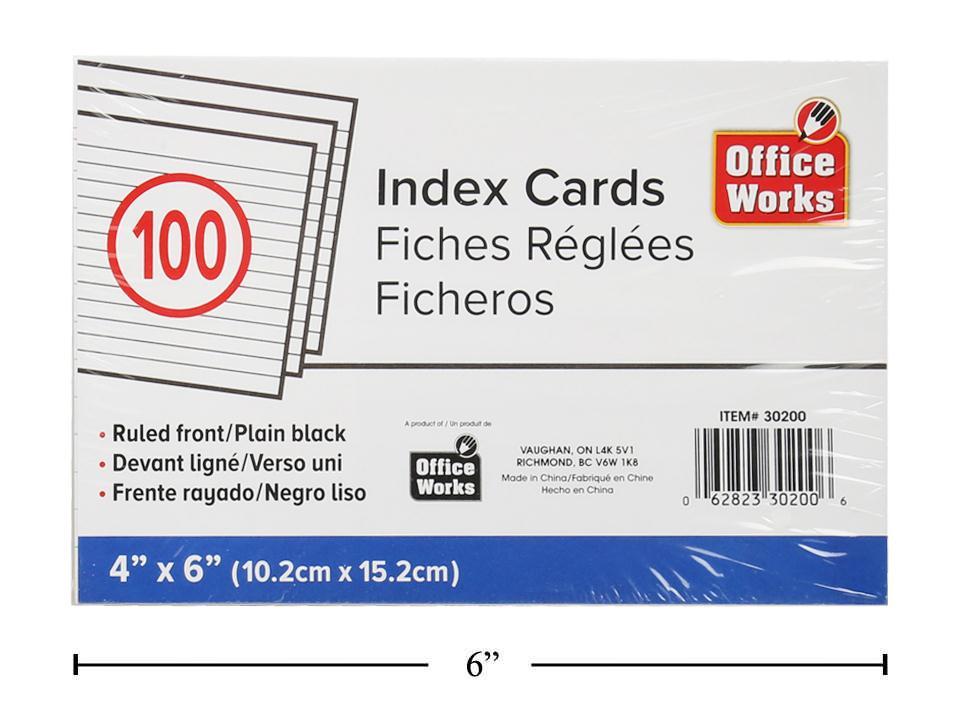 O.WKs. 4x6" 100-Pc Ruled Index Card shrink wrap