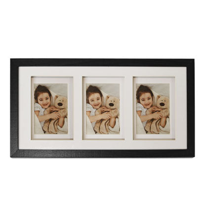 MDF DEEP MULTI-FRAME-3 PHOTOS-BLACK-4''X6''