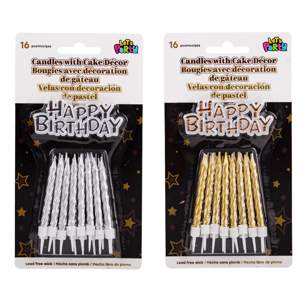 Let's Party, 16-PC Spiral Candle w/Cake Decor