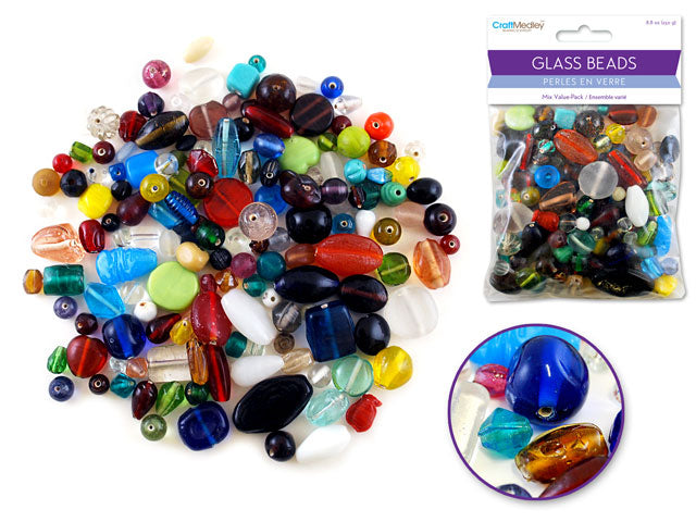 Glass Beads: Bulk Mix Value-Pack 250gms