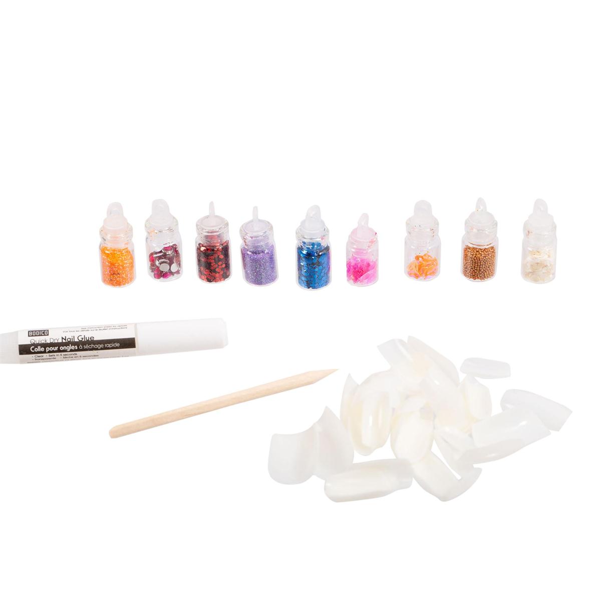 Bodico 24-pc Plain Nails w/9 Deco Set & Glue, window box