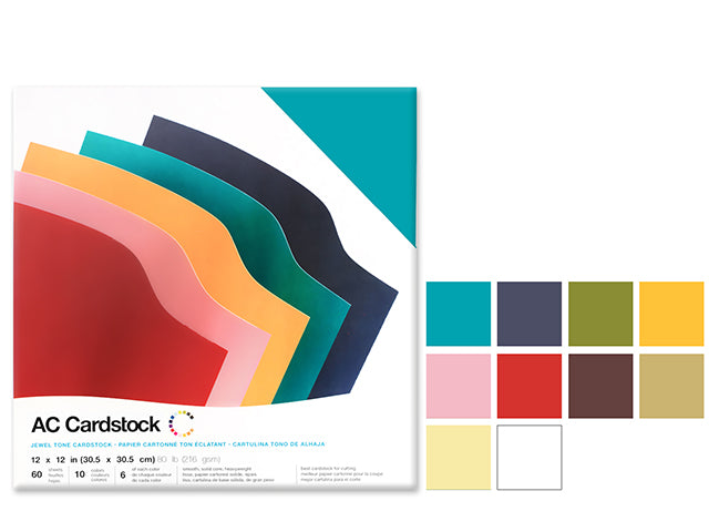 Scrapbook Cardstock: 12"x12" 80lb (216gsm) Smooth 60Sht B) Jewel Tones 344851