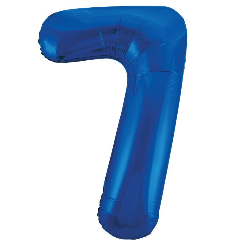 Royal Blue Number 7 Shaped Foil Balloon 34"  Packaged