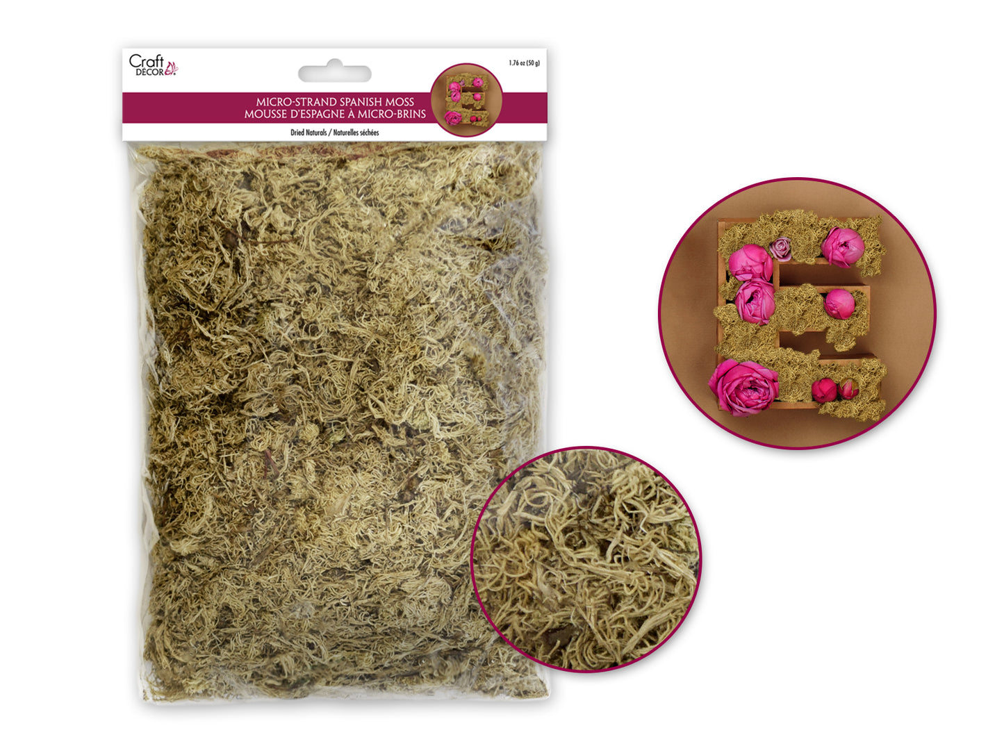 Craft Decor Dried Naturals: 1.76oz Micro-Strand Spanish Moss Natural