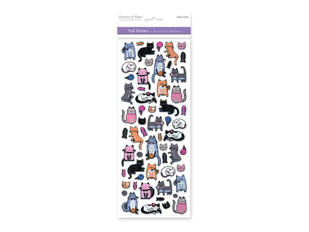 Paper Craft Stickers: 4.75"x12" Foil Icons 3D G) Cat Frenzy