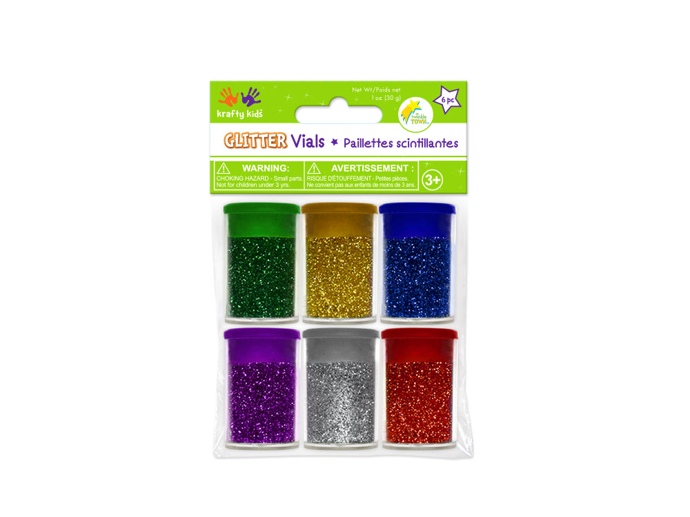 Twinkle Town: 30g Glitter Vials 6x5g Asst w/Cap A) Metallic Asst
