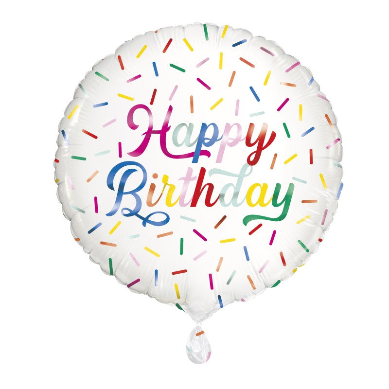 Helium filled - Birthday Sprinkle Happy Birthday Round 18" Foil Balloon