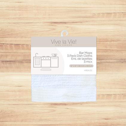 3PK BAR MOP DISH CLOTH-12X12