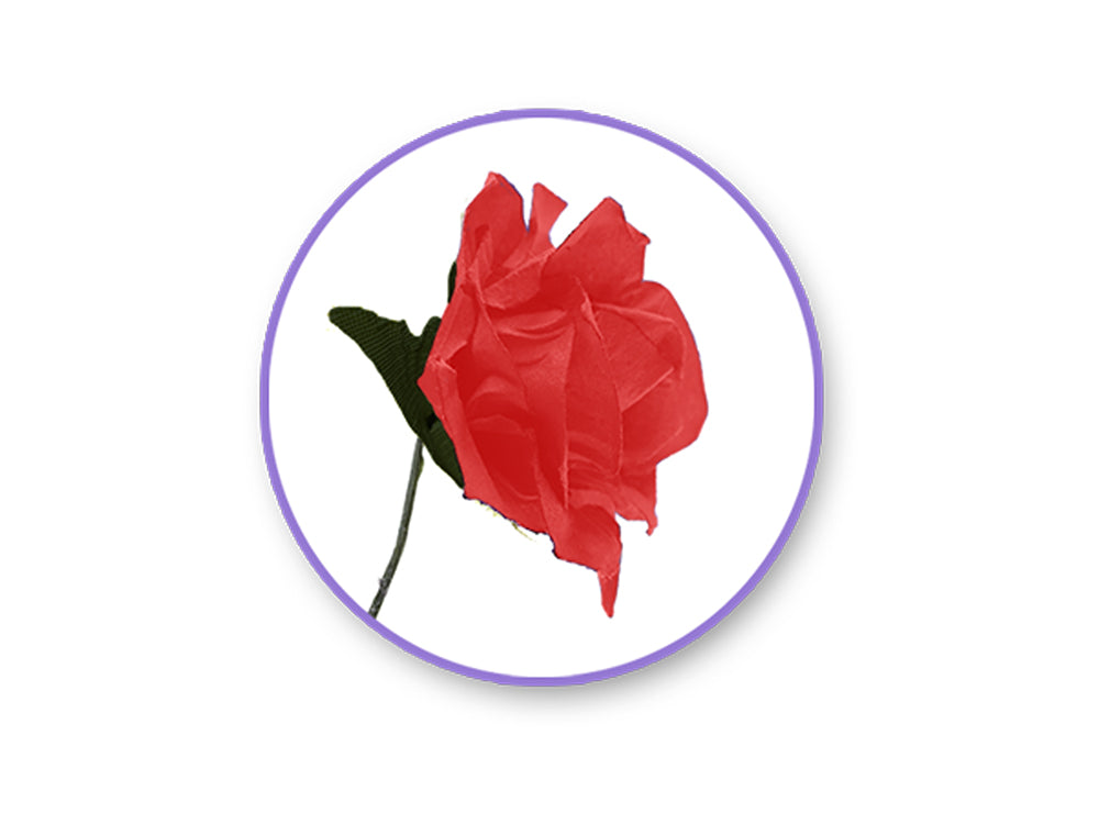 Floral Embellish: 1.25" Handmade Paper Mini Open Roses x9 w/Stem C) Red Rose