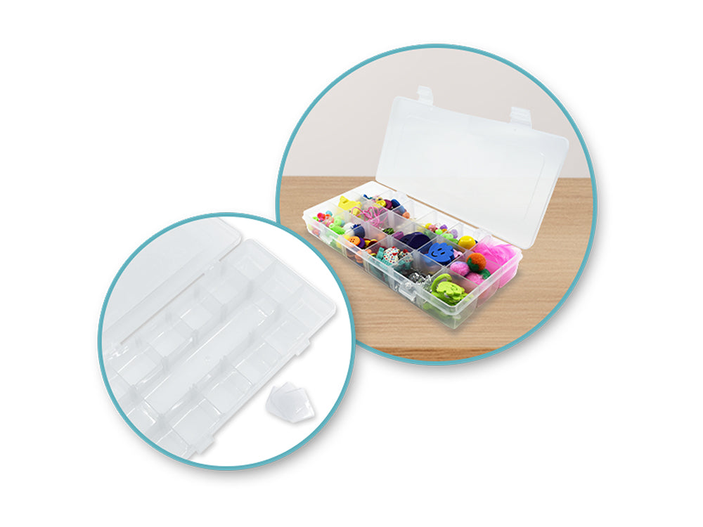 Craft Storage: 9.1"x4.4"x1.3" Organizer Box 18-Comp w/Lid B) Clear