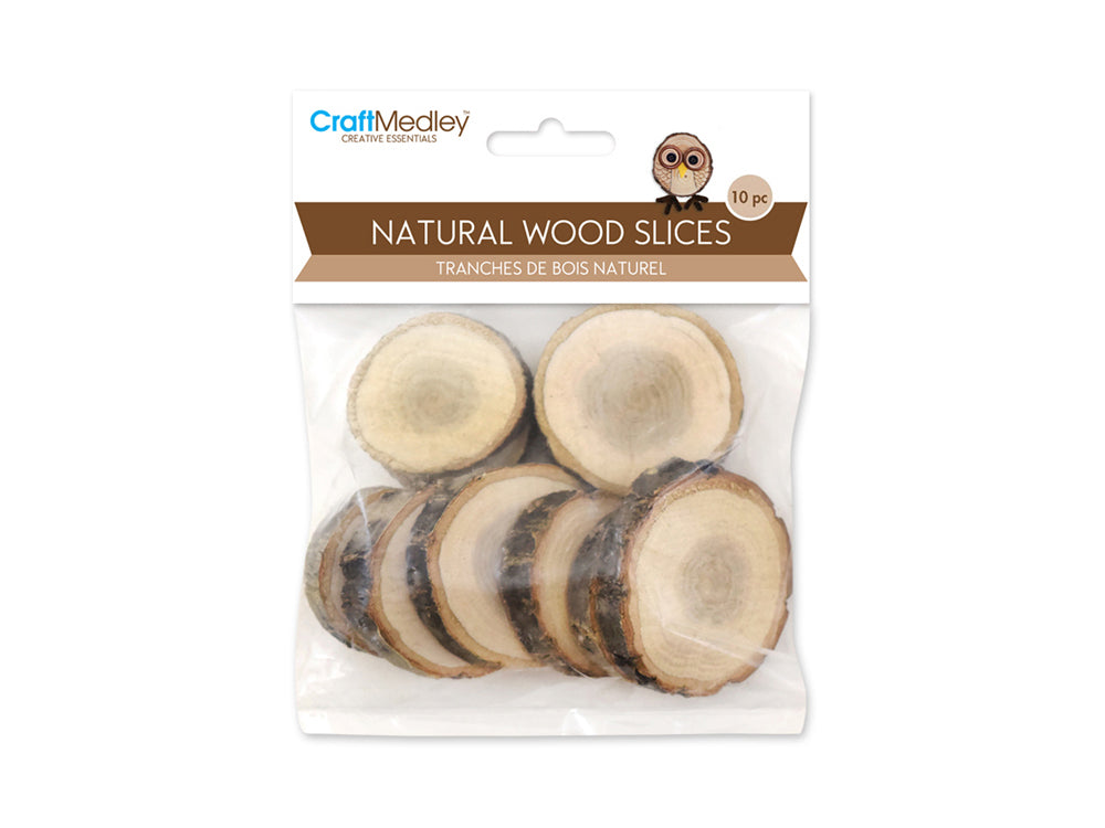 Craftwood: 2.5-4cmx0.8cm Natural Wood Trunk Slices x10
