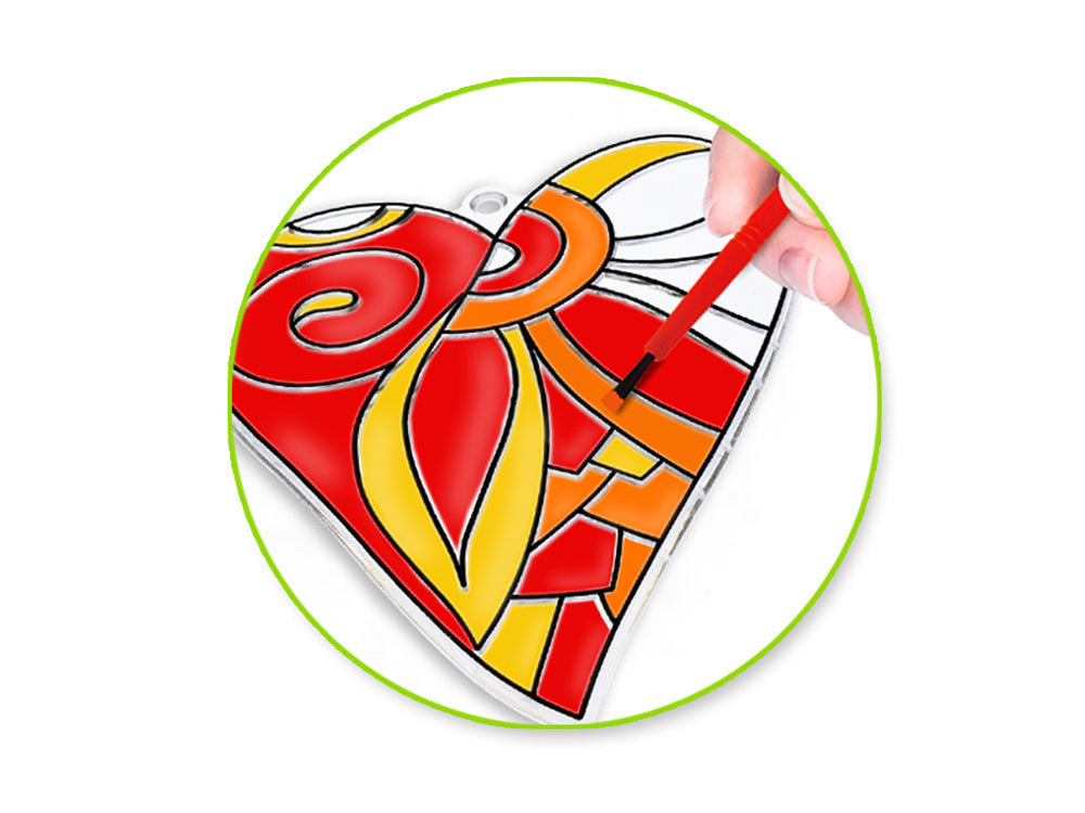 Krafty Kids Kit: 3D DIY 3.5"-4.3" Suncatcher w/3 Paints&Applicator G) Heart