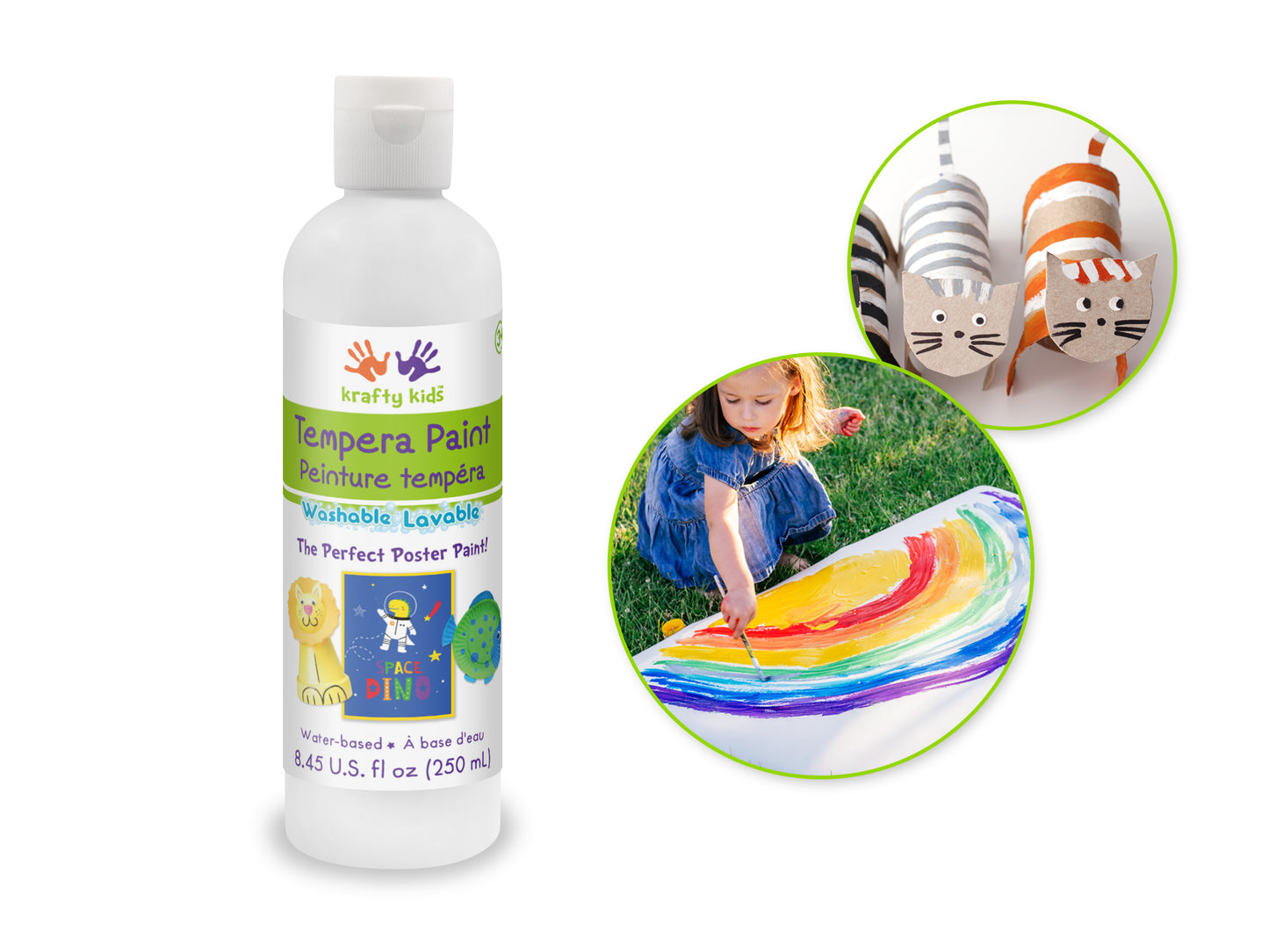 Krafty Kids Paint: 250ml Tempera (8.45oz) H) White