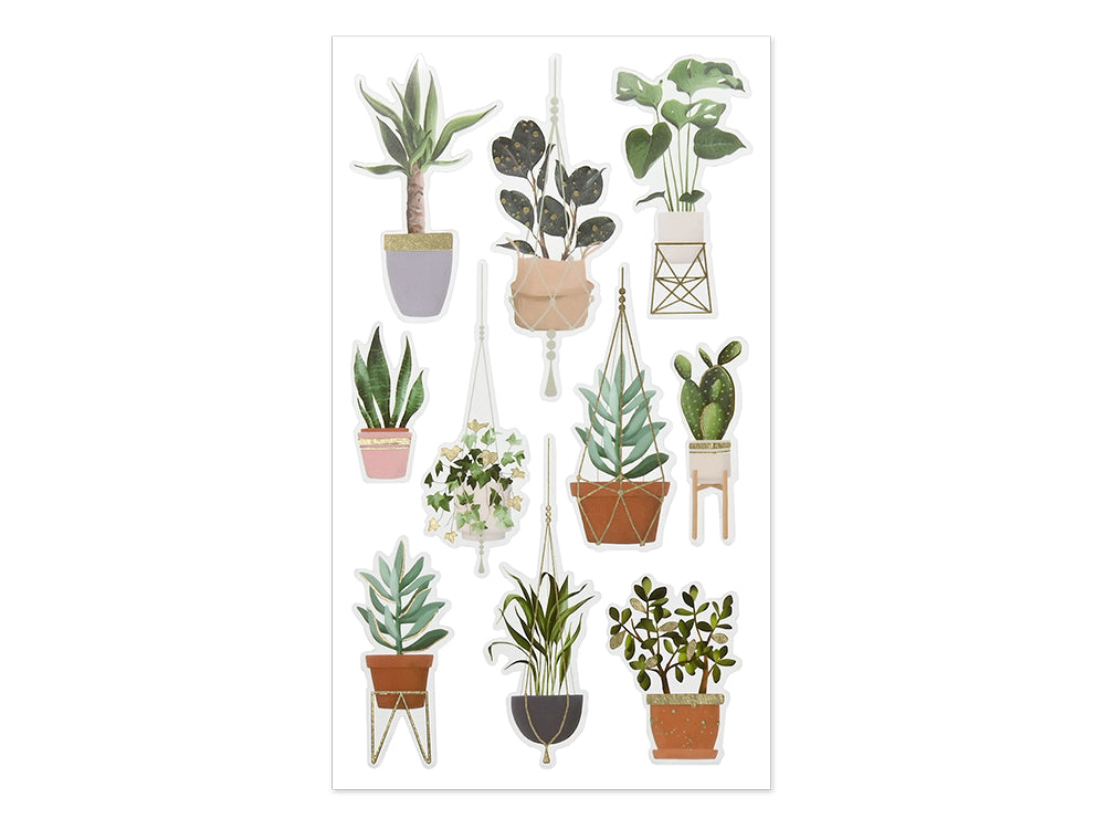 Paper Craft Stickers: 3.9"x6.9" Clear Glitter/Foil PET D) Planters