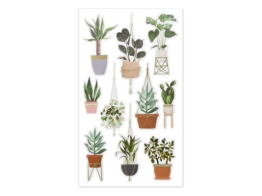 Paper Craft Stickers: 3.9"x6.9" Clear Glitter/Foil PET D) Planters