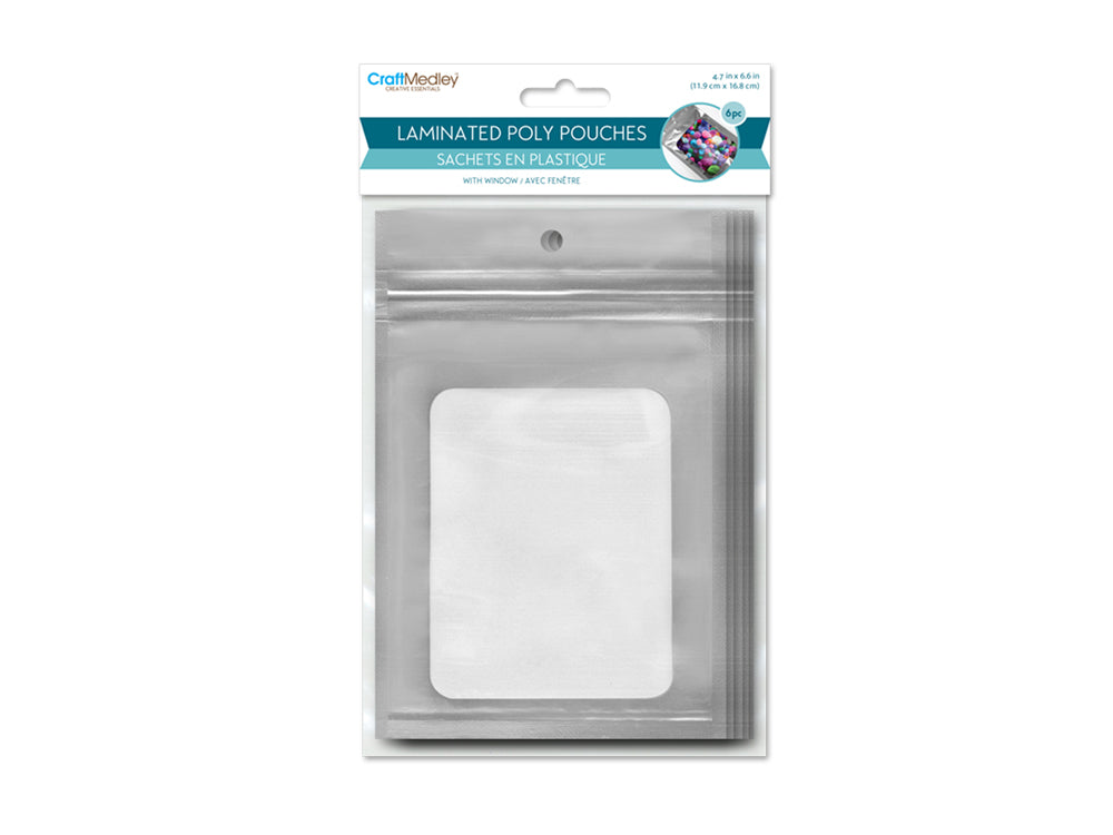Craft Medley: Resealable Poly Pouches: 4.7" x 6.7" 6pc w/Window B) Silver