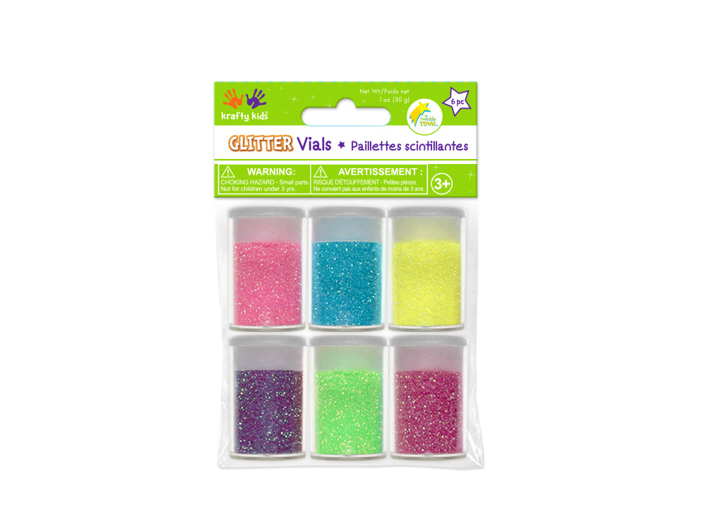 Twinkle Town: 30g Glitter Vials 6x5g Asst w/Cap B) Neon Asst