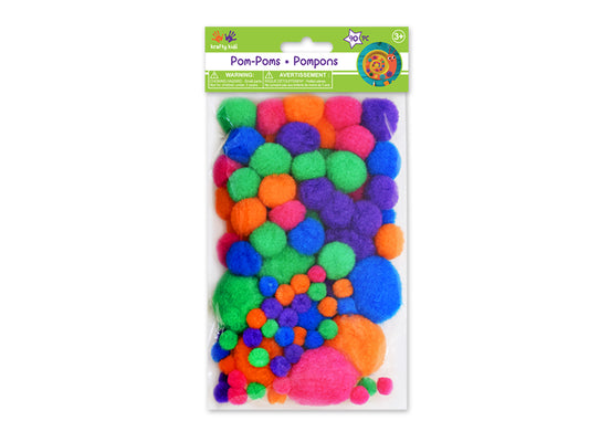 Krafty Kids: Pom-Poms Jumbo Pack x90 Asst Colors A) Glam