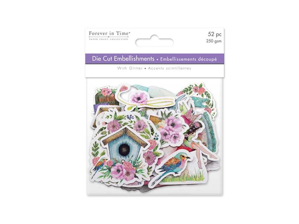 Paper Craft Embellishment: Glitter Die Cuts 250gsm E) Fairy Sparkle