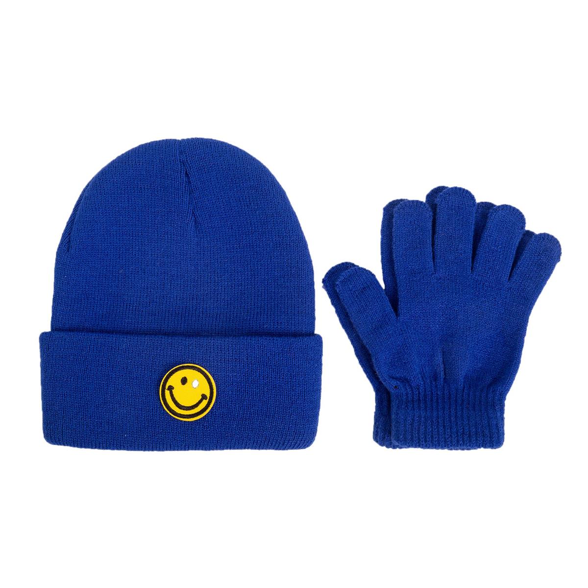 Nordic T. Boys Smiley Beanie & Glove Set, Darks, 3-6y, 3 col, ht